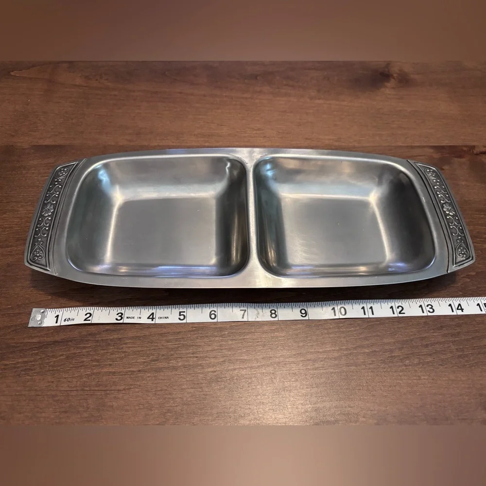 Cordova, 1969, Solid 18-8 Stainless Steel Double Serving Tray MCM